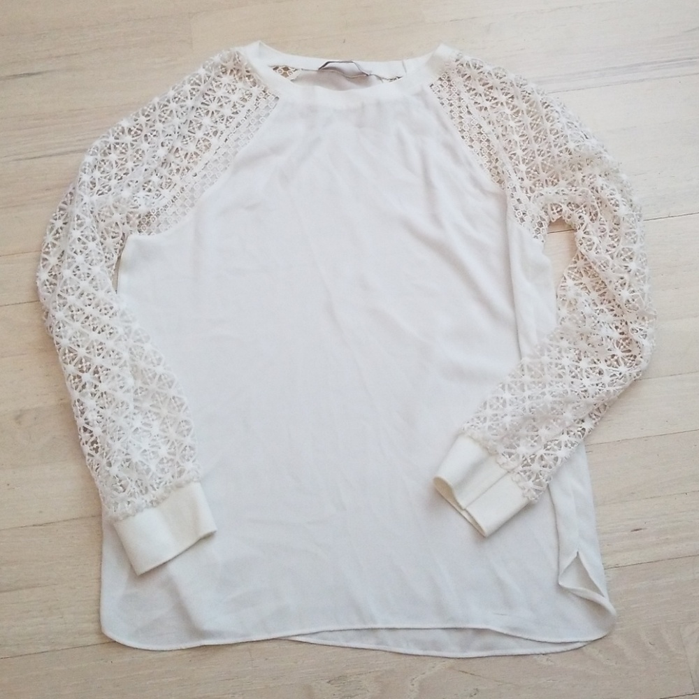 LOFT Ivory Long Sleeve Shirt Size Small